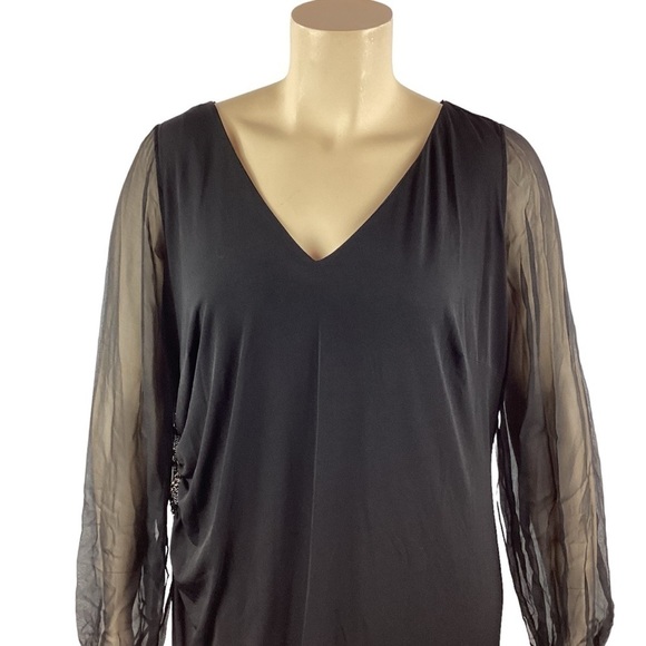 David Meister Long Sleeve Dress Size 20W Black - Picture 2 of 9